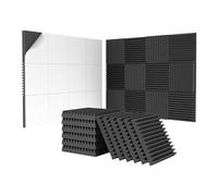 Louttary - Lote de 24 paneles de espuma acústica autoadhesivos de 2 x 12 x 12 pulgadas, paneles de sonido diseñados en pirámide para una instalación fácil y fácil de usar