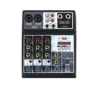 Louttary - Mezclador de audio de 4 canales, consola mezcladora, entrada 48 V, alimentación fantasma, mezcladores DJ estéreo para grabación KTV, enchufe de la UE