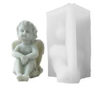 Louttary Molde de silicona 3D para niños, forma abstracta alada, molde de cera perfumada, fabricación de velas de yeso, A