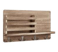 Louttary Organizador Clasificador de Correo de Madera para Soporte de Correo Montado en la Pared, con 4 Dobles para Llaves, DecoracióN del Hogar, para Entrada o Antesala