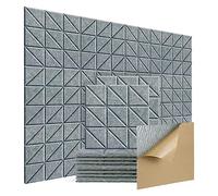 Louttary Paneles acústicos autoadhesivos, 12 unidades de 12 x 12 x 0,4 paneles absorbentes de sonido, paneles decorativos de pared insonorizados D