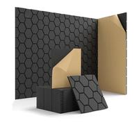 Louttary Paquete de 15 paneles de pared insonorizados, 12 x 12 x 0,4, autoadhesivos, absorbentes de sonido, color negro