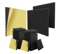 Louttary - Paquete de 24 espuma acústica autoadhesiva, de 1,5 x 12 x 12 pulgadas para caja de huevos, paneles de pared insonorizados para y, fácil instalación y