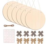 Louttary Paquete de 6 CíRculos de Madera para Manualidades, 13,6 Pulgadas, Rodajas de Madera Sin Terminar, Letrero para Colgar Puerta de Madera en, Discos de Madera Redondos