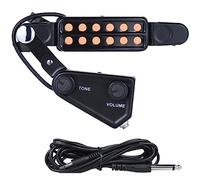 Louttary Pastilla de 12 agujeros para guitarra acústica, pastilla de orificio acústico, fader, cable de audio, piezas de guitarra y accesorios
