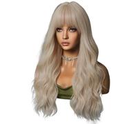 Louttary Peluca de Natural de 64 Cm, Cabello y Rizado para Mujer, Cabello Rizado con Ondas Grandes, Conjunto de Cabeza, Peluca Natural