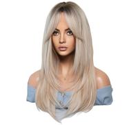 Louttary Peluca de SimulacióN Europea y de 64 Cm, Cabello Femenino, Conjunto de Cabeza con Raya Central, Conjunto de Cabello para Mujer, Peluca de Cabeza,B
