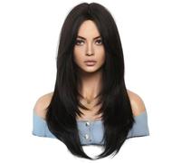 Louttary Peluca de SimulacióN Europea y de 64 Cm, Cabello Femenino, Conjunto de Cabeza con Raya Central, Conjunto de Cabello para Mujer, Peluca de Cabeza,D
