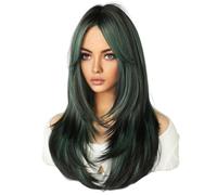 Louttary Peluca de SimulacióN Europea y de 64 Cm, Cabello Femenino, Conjunto de Cabeza con Raya Central, Conjunto de Cabello para Mujer, Peluca de Cabeza,F