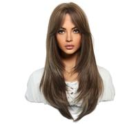 Louttary Peluca de SimulacióN Europea y de 64 Cm, Cabello Femenino, Conjunto de Cabeza con Raya Central, Conjunto de Cabello para Mujer, Peluca de Cabeza,G