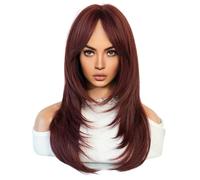 Louttary Peluca de SimulacióN Europea y de 64 Cm, Cabello Femenino, Conjunto de Cabeza con Raya Central, Conjunto de Cabello para Mujer, Peluca de Cabeza,A