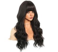 Louttary Peluca Negra Natural de 64 Cm, Cabello y Rizado para Mujer, Cabello Rizado con Ondas Grandes, Conjunto de Cabeza, Peluca Natural