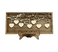 Louttary Placa de Madera para Árbol Genealógico, Decoración Tallada, Adornos con Apellido, Regalo del Día de la Madre, 7 Nombres