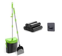 Louttary Pooper - Recolectoras giratorias y rastrillos con 100 excrementos, de acero inoxidable para perros grandes, medianos y pequeños