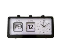 Louttary - Reloj despertador mecánico con reloj de alarma con reloj digital y calendario, diseño retro, color negro