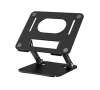 Louttary Soporte ajustable de aleación de aluminio para tabletas y ordenadores portátiles de hasta 17, soporte de refrigeración portátil, plegable, negro