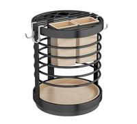 Louttary Soporte para cuchillos, soporte para cuchillos, cocina, soporte de metal para cubiertos, utensilios, bloque insertado, recipiente de almacenamiento, negro, giratorio 360°, 1 juego