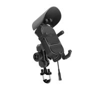 Louttary Soporte para Teléfono en Manillar de Motocicleta con Cargador Inalámbrico de 15 W y Amortiguador de Vibraciones, Soporte para Teléfono Ajustable Antirrobo
