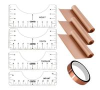 Louttary Tshirt Regla de PTFE lámina de calor, plástico+PTFE 3 láminas de PTFE para prensa de calor 16 x 12, regla de camiseta instrucciones para alineación de vinilo