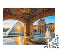 Louvre Museum Adult Jigsaws 1000 Piezas Reciclado Material Golden Architecture Jigsaw Puzzle Educativo Juego Descompresión Padre-Hijo Juego Accesorios para Hogar 70x50cm/1000 Piezas