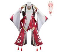 LOUYBCT Disfraz Miko de Genshin Impact con peluca conjunto completo para juegos de rol vestido uniforme de anime ropa para baile escenario carnaval Halloween fiesta de Navidad