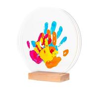 LouYou Huellas de Felicidad - Kit de huellas de manos para familia de 4 colores - Regalo para nacimiento de bebé niña o niño, día de la madre o del padre - Caja de recuerdo - Made in France