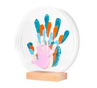 LouYou Huellas de Felicidad - Kit de huellas de manos para familia de 5 colores pastel - Regalo para bebé niña o niño - Día de la madre o del padre - Caja de recuerdo - Made in France