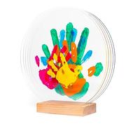 LouYou Huellas de Felicidad - Kit de huellas de manos para familia de 5 colores peps - Regalo para bebé niña o niño - Día de la madre o del padre - Caja de recuerdo - Made in France