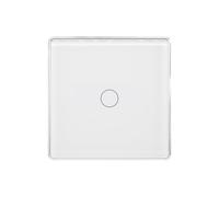 LOUYSGEN Single Live Wire Light Switch 2 Way,2.5D Tempered Glass Panel Aluminum Frame,Touch Switch No WiFi No Neutral Wire,Total Power Maximum 1000W,White 1 Gang
