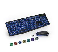Lovaky - Combo de teclado y mouse inalámbricos, mouse ergonómico de tamaño completo de 2.4 G, teclado USB inalámbrico ajustable de 3 DPI, clic silencioso para computadora/portátil/Windows/Mac (RGB