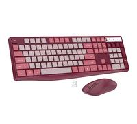 Lovaky - Combo de teclado y mouse inalámbricos, mouse ergonómico de tamaño completo de 2.4 G, teclado y mouse USB inalámbricos ajustables de 3 DPI, clic silencioso para