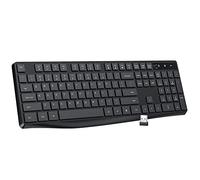 Lovaky MK98 Teclado inalámbrico, 2.4G ergonómico, teclado de computadora, luz indicadora ampliada, teclado de PC de tamaño completo con teclado numérico para laptop, computadora, superficie,