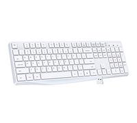 Lovaky Teclado inalámbrico, teclado ergonómico inalámbrico de 2.4 G, luz indicadora ampliada, teclado de PC de tamaño completo con teclado numérico para laptop, escritorio, superficie, Chromebook,