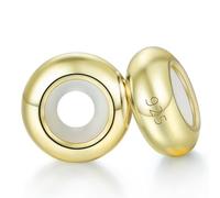 LOVANS 2 PCS 925 de plata de ley de goma del espaciadores tapón abalorios para pulseras (Gold)