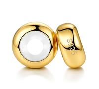 LOVANS 2pcs Separadores para Pulsera, Abalorios Clip Charms con Cierre de Seguridad y Silicona de Goma Resistente, Regalos Originales para Mujer (Oro)