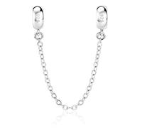 LOVANS Cadena de Seguridad con Cierre Separadores para Pulsera, Charms de Seguridad con Silicona Resistente, Abalorios Clip para Mujer - Plata