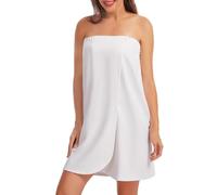 Lovasy Albornoz de Casa Mujer Tejido Waffle Toalla Baño con Botones y Banda Elástica para Casa y Spa,Blanco,2XL-3XL