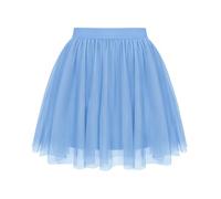 Lovasy Falda de Tutú para Mujer Corto 2 Capas De Tul Cintura Elástica Falda De Verano Falda De Fiesta De Graduación,Azul,S-M