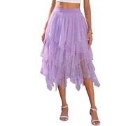 Lovasy Falda de Tutú para Mujer Irregular Bajo la Lentejuelas Tutu Tul Falda Disfraz para Ballet A-Line Midi Faldas para Mujer Prom Party Vestido Plisado