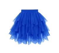 Lovasy Falda Tutú de Tul para Mujer Corta 3 Capas con Goma y Forro Flotante, Ideal para Fiestas, Festivales y Eventos,Azul,S-M