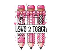 Love 2 Teach A Cute Teacher Journal | College Ruled Notebook for Educators, Notes, and Classroom Life | 6 x 9 120 pages | Pink Pencils | Pink Bows