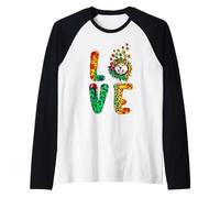 Love Akita Inu Dog Sunflower Tie Dye Leopard Pattern Camiseta Manga Raglan