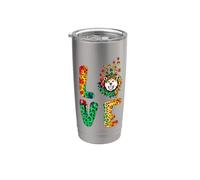 Love Akita Inu Dog Sunflower Tie Dye Leopard Pattern Vaso térmico de acero inoxidable de doble pared