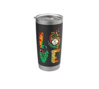 Love Akita Inu Dog Sunflower Tie Dye Leopard Pattern Vaso térmico de acero inoxidable de doble pared