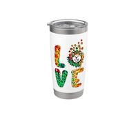 Love Akita Inu Dog Sunflower Tie Dye Leopard Pattern Vaso térmico de acero inoxidable de doble pared