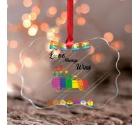 Love Always Wins LGBT - Adornos redondos para ventana de camión, desfile de orgullo gay y lesbiano, arco iris, recuerdo colorido LGBTQ, regalo de Navidad para mamá, abuela, esposa, hermana, profesora