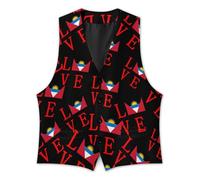 Love Antigua and Barbuda Flag - Chaleco de traje para hombre, vestido casual de negocios, ajustado, con bolsillos, Estilo:, L