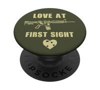 Love at First Sight - Men's Funny Sarcastic Gun Humor PopSockets PopGrip Adhesivo