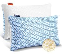 Love Attitude Juego de 2 Almohadas de Espuma viscoelástica triturada, tamaño King, Almohada refrescante Firme y Suave, Ajustable para Personas Que Duermen de Lado, Espalda y estómago