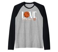 Love Basketball Cute Ball and Hoop Fun Sports Fans Players Camiseta Manga Raglan